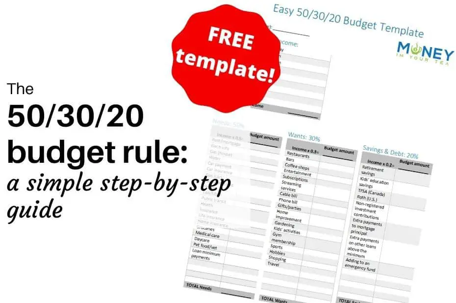 50-30-20 budget rule, free template